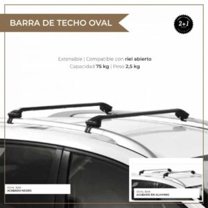 BARRA DE TECHO DE ALUMINIO OVAL EXTENSIBLE - COMPATIBLE C/ RIEL ABIERTO (004.008.1509)