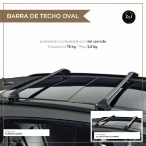 BARRA DE TECHO DE ALUMINIO OVAL EXTENSIBLE - COMPATIBLE C/ RIEL CERRADO (004.008.1510)