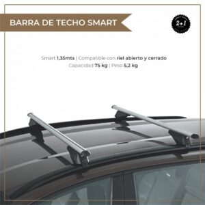 BARRA DE TECHO DE ALUMINIO SMART XL 135 (1,35 Mts) - COMPATIBLE C/RIEL ABIERTO Y CERRADO (004.008.1512)
