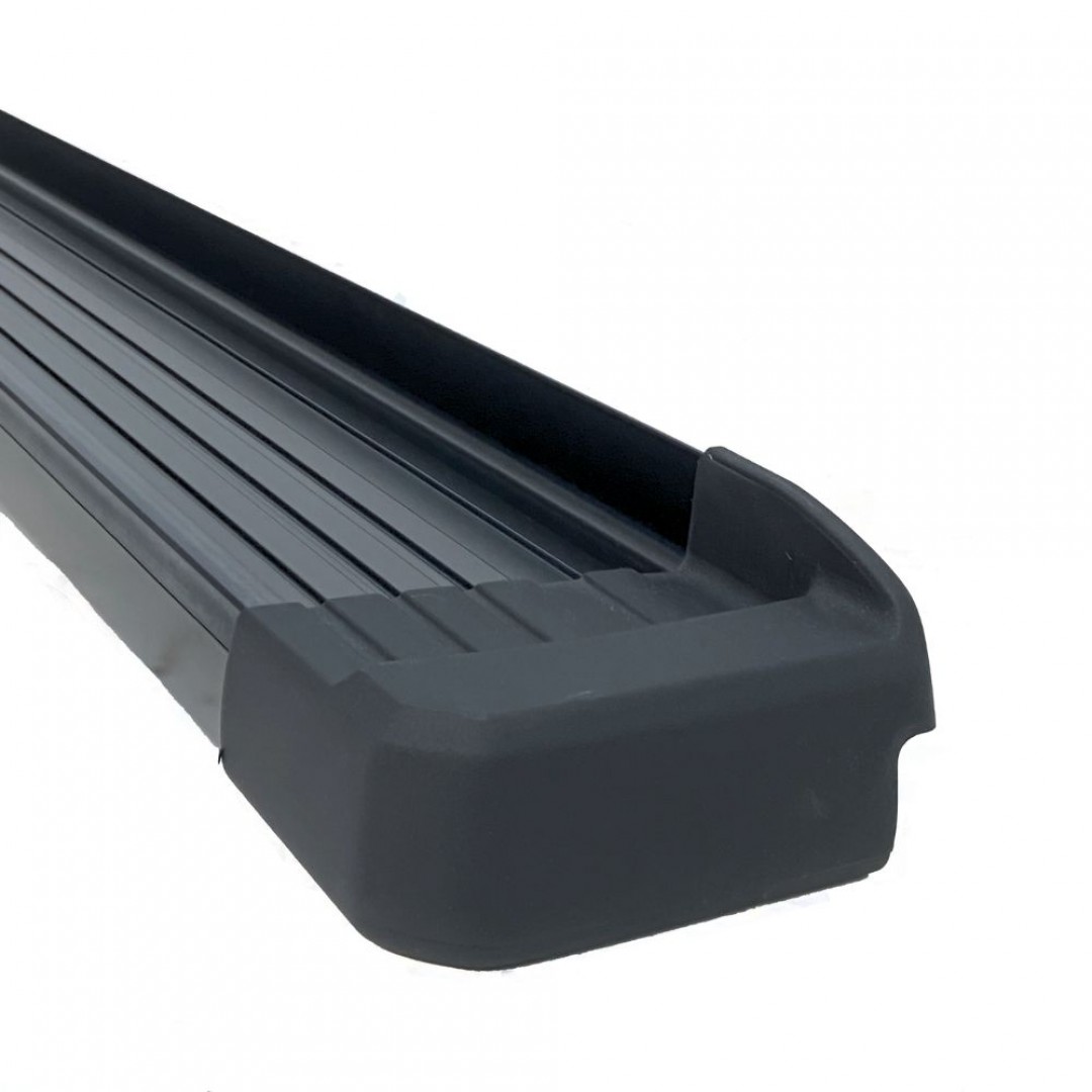 ESTRIBOS ALUMINIO NEGRO IMPACTUS CABINA DOBLE CHEVROLET S10 00->FORD RANGER 00->TOYOTA HILUX 05-> VOLKSWAGEN AMAROK 10-> (NO INCLUYE SOPORTES) (EIMN000) - Imagen 2